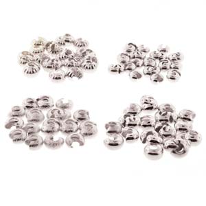 Basic Elements  - Crimp cover, assortment, Silver plated, 80- pack