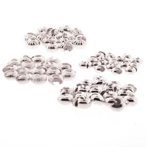 Basic Elements  - Crimp cover, assortment, Silver plated, 80- pack