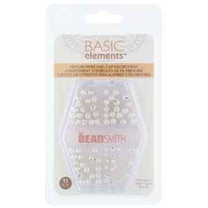 Basic Elements  - Memory wire end cap, assortment, Silver plated, 72- pack