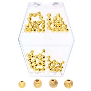 Basic Elements  - Memory wire end cap, assortment, Gold plated, 72- pack