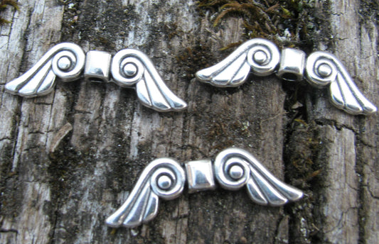 Änglavingar silverfärgade -  Swirl 29x9mm, 3- pack