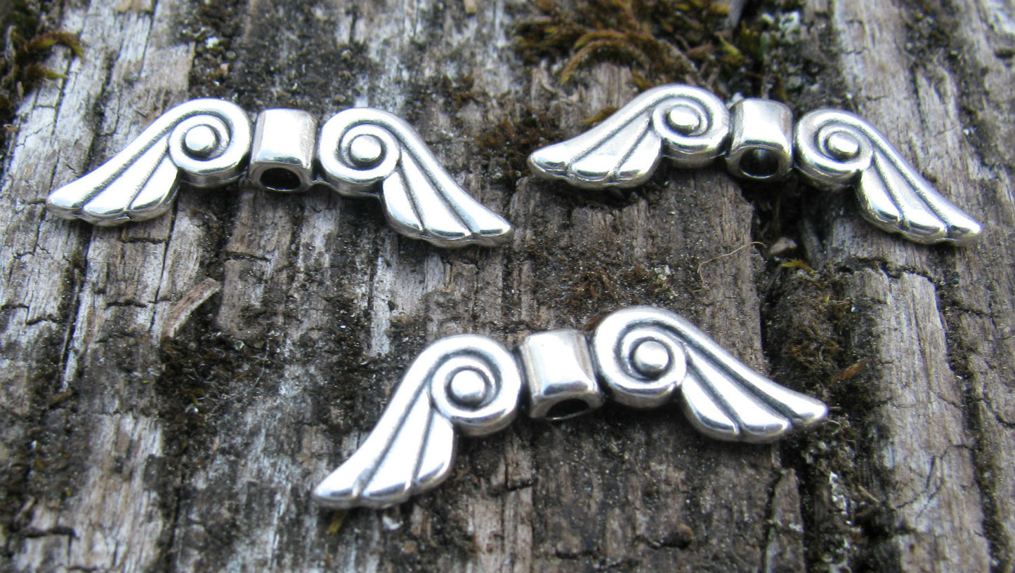 Änglavingar silverfärgade -  Swirl 29x9mm, 3- pack