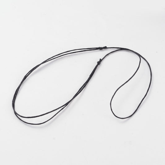 Vaxad bomullstråd halsband - Svart 1mm, 1 styck