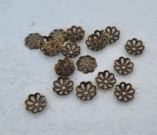 Pärlhattar Bronsfärgade - Filigree 8mm, 20- pack