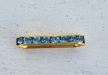 Swarovski strass-slider - Aquamarine / Gold 17x4mm, 1 styck