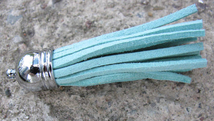 Hänge tassel - Moccaimitation, Turkos 56mm, 1 pack