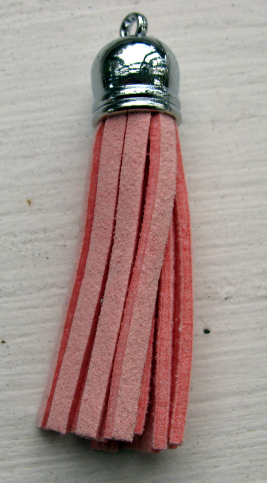 Hänge tassel - Moccaimitation,  Rosa 36mm, 1 pack