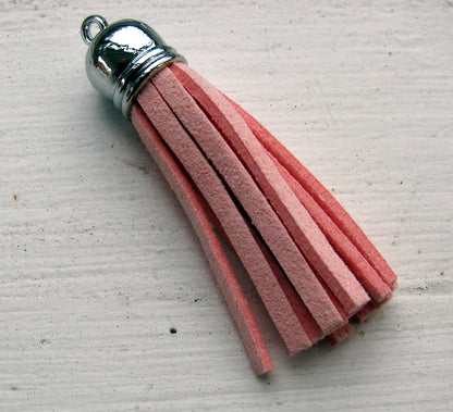 Hänge tassel - Moccaimitation,  Rosa 36mm, 1 pack