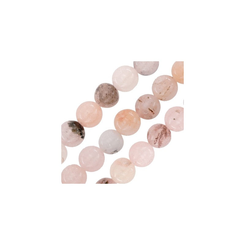 Mountain Jade rund - Beige / Rosa  8mm 1 sträng