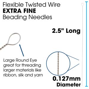 Pärlnålar Basic Elements - Flexibla vridna trådar Extra Fine 0,127mm 10-pack