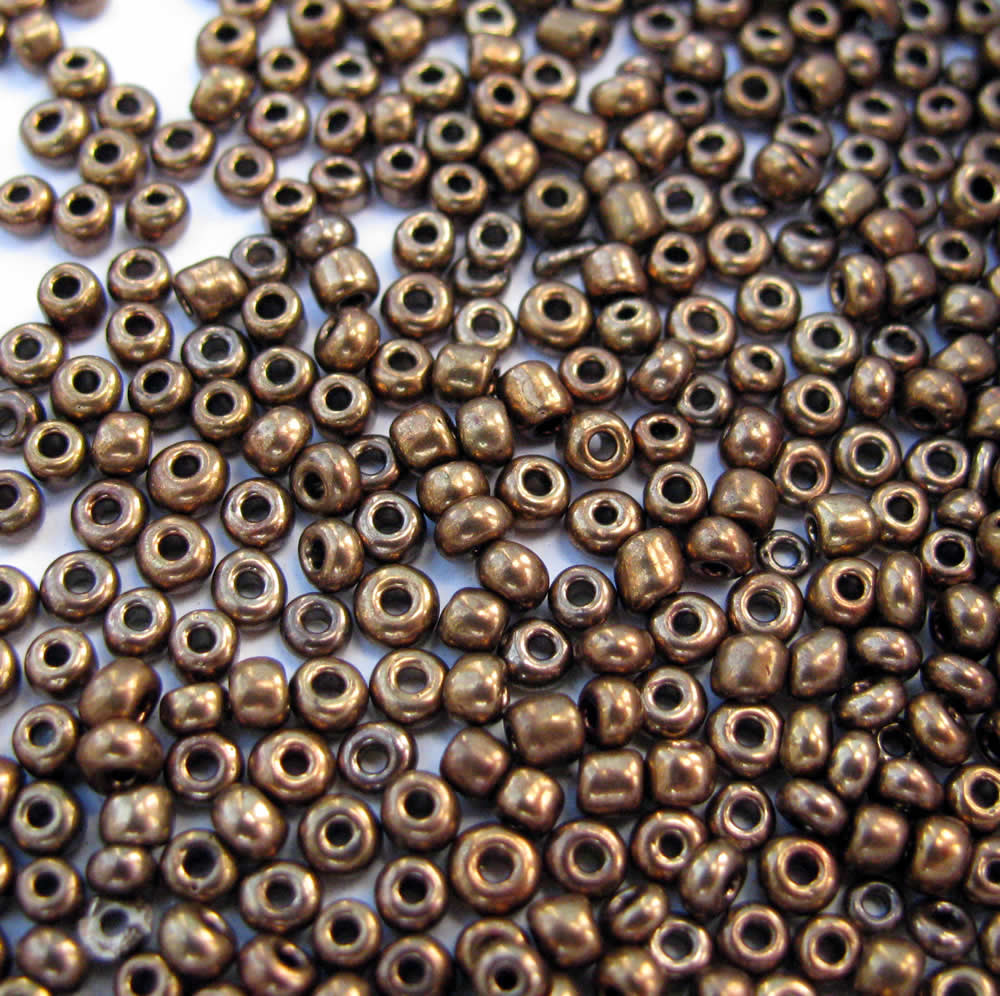 Seedbeads - Metallic brun 12/0, 50 gram