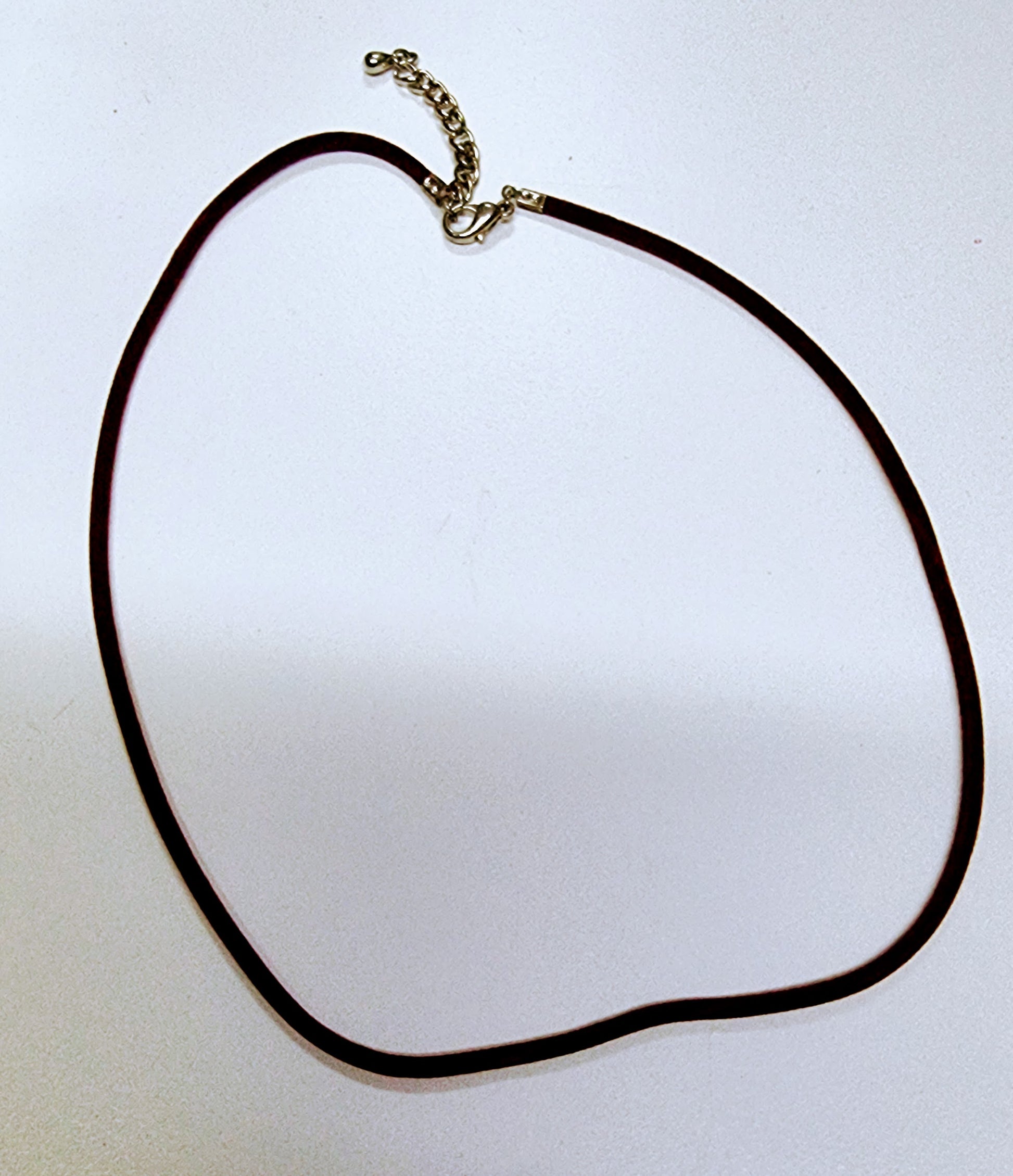 Gummi/sammet halsband - Brun ca 3mm