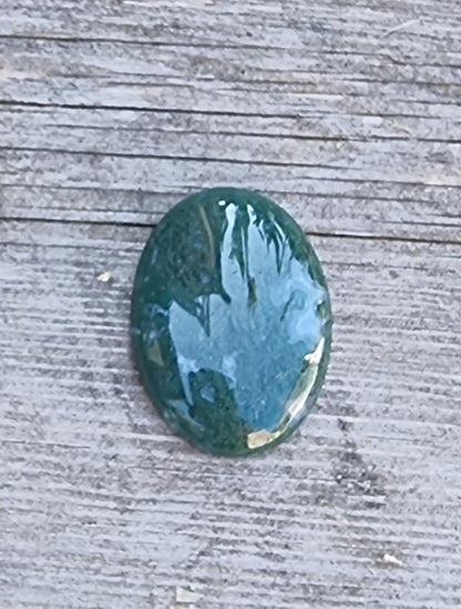 Cabochon  Mossagat - Oval mörkgrön 30x22mm 1 styck