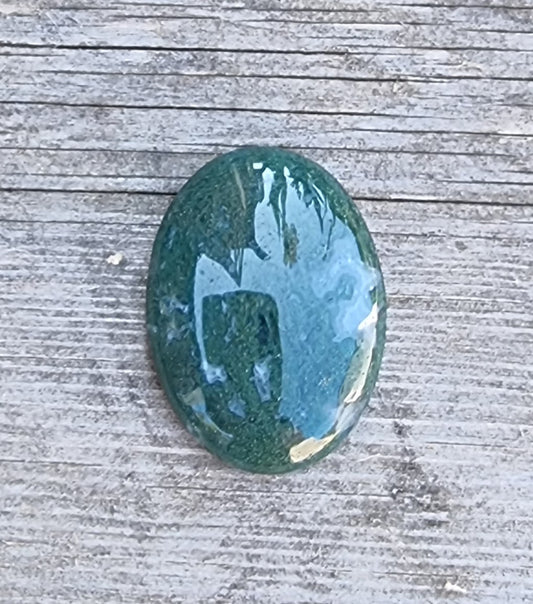 Cabochon  Mossagat - Oval mörkgrön 30x22mm 1 styck