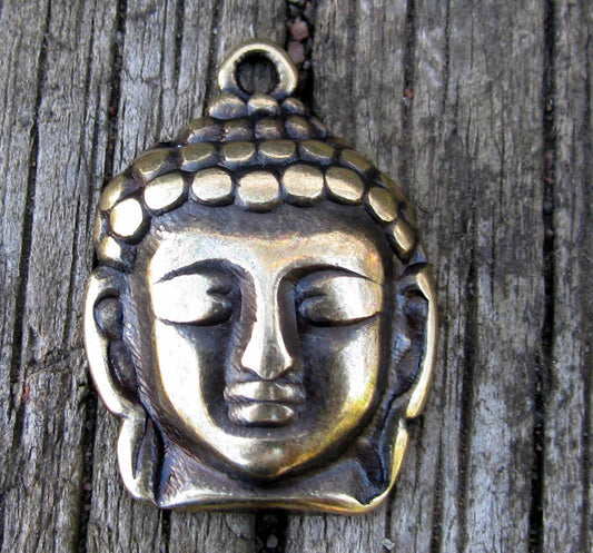 Hänge Bronsfärgad - Buddha huvud 30x21mm, 1 styck