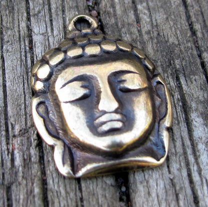 Hänge Bronsfärgad - Buddha huvud 30x21mm, 1 styck