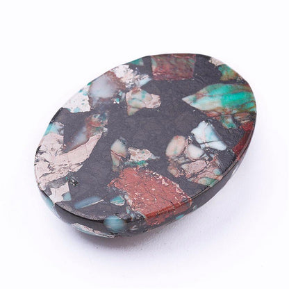 Cabochon Imiterad Regalite / Jasper - Svart med blått och brunt Oval 30x22mm 1 styck