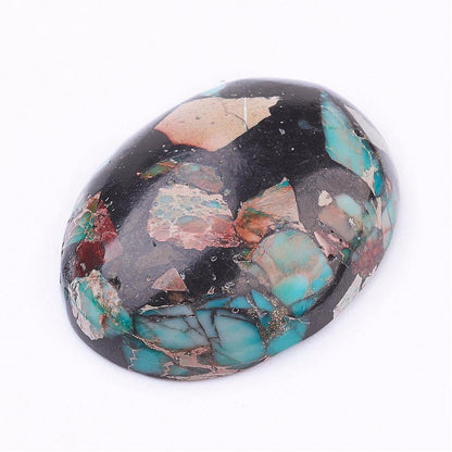 Cabochon Imiterad Regalite / Jasper - Svart med blått och brunt Oval 30x22mm 1 styck