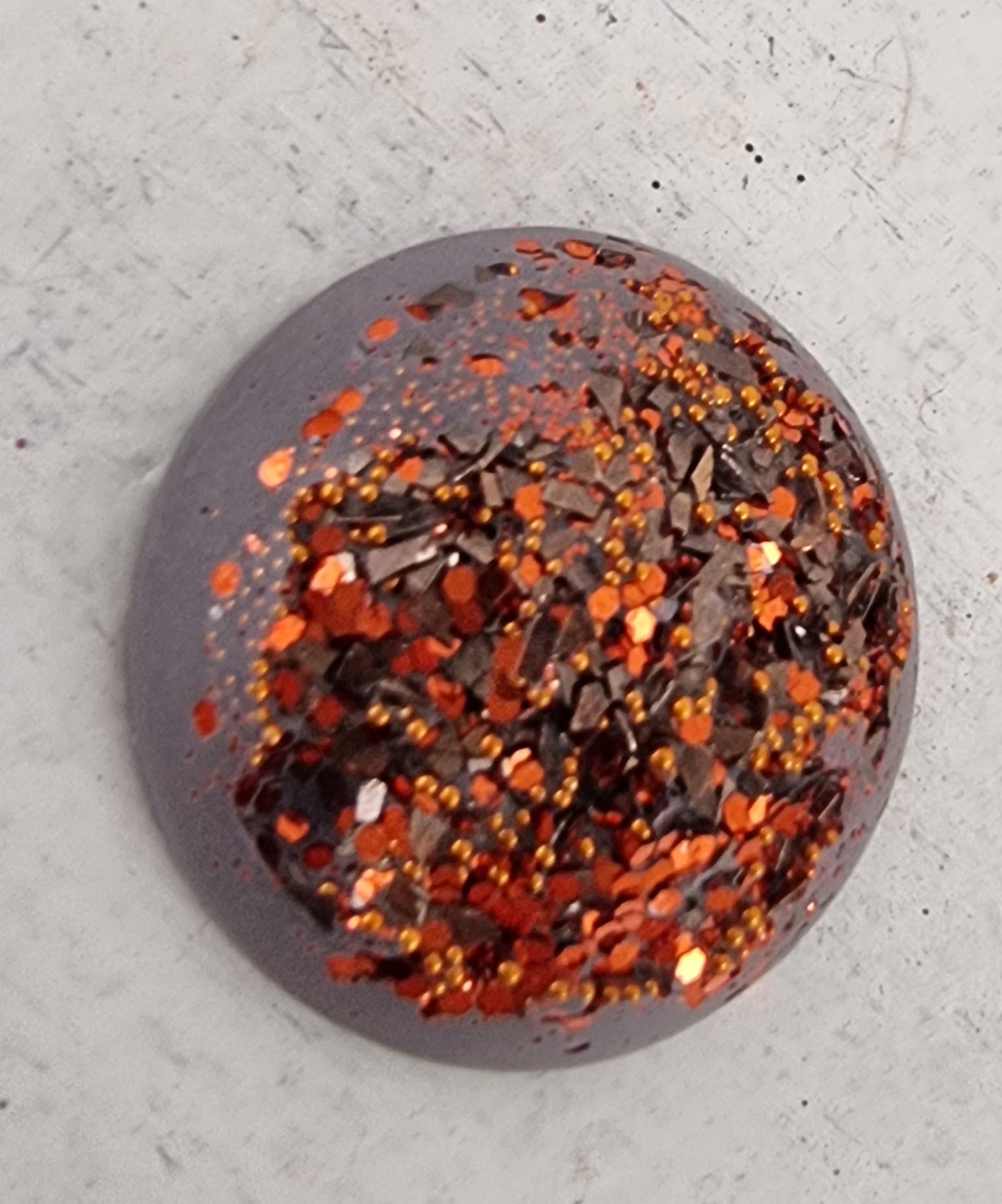 Cabochon  smyckesbetong - Rund Lilagrå / Orange 30mm 1 styck