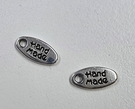 Berlock silverfärgad - Liten oval hand made 5x11mm 4-pack