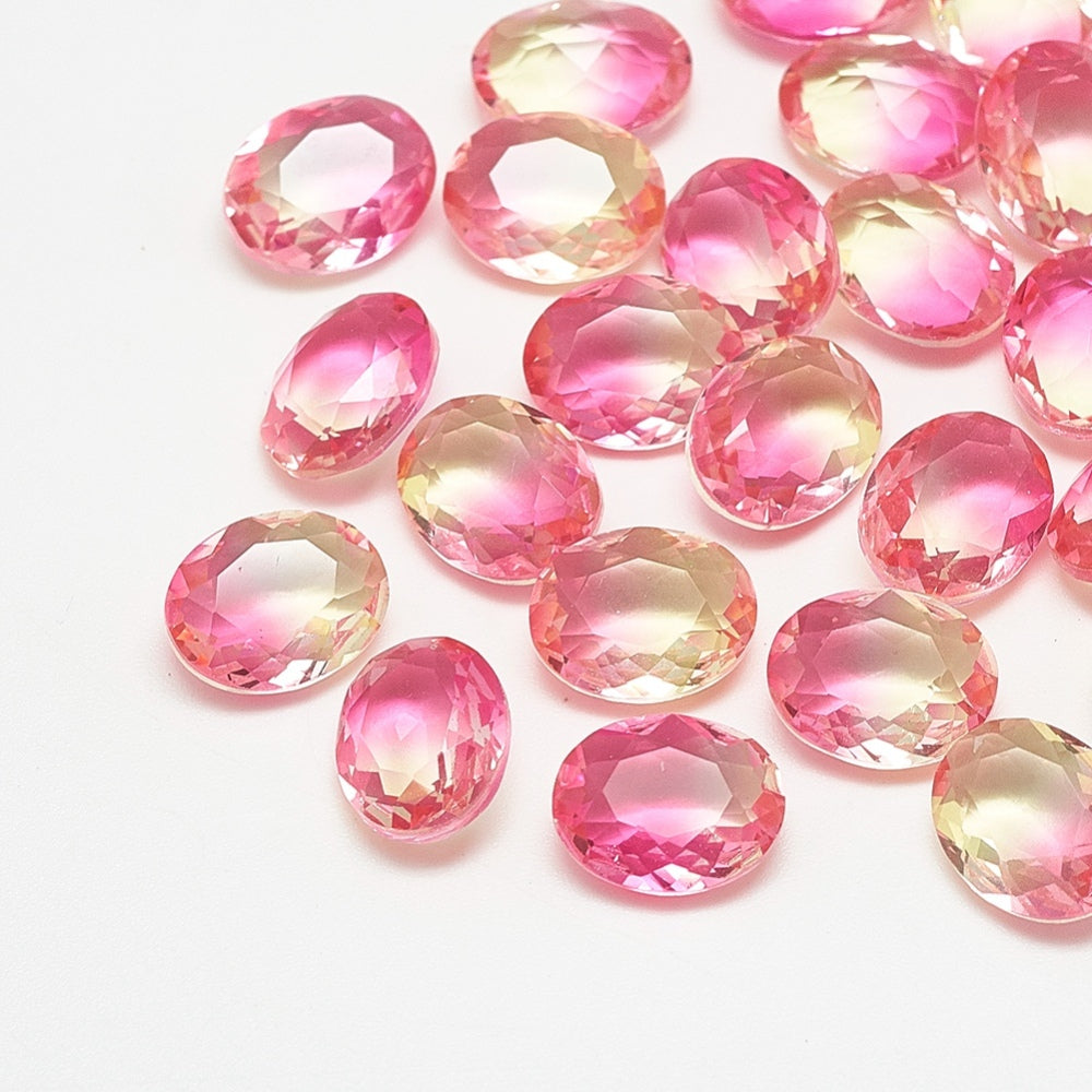 Kinesisk strass - Oval Light Rose/Yellow  8x10mm 1styck