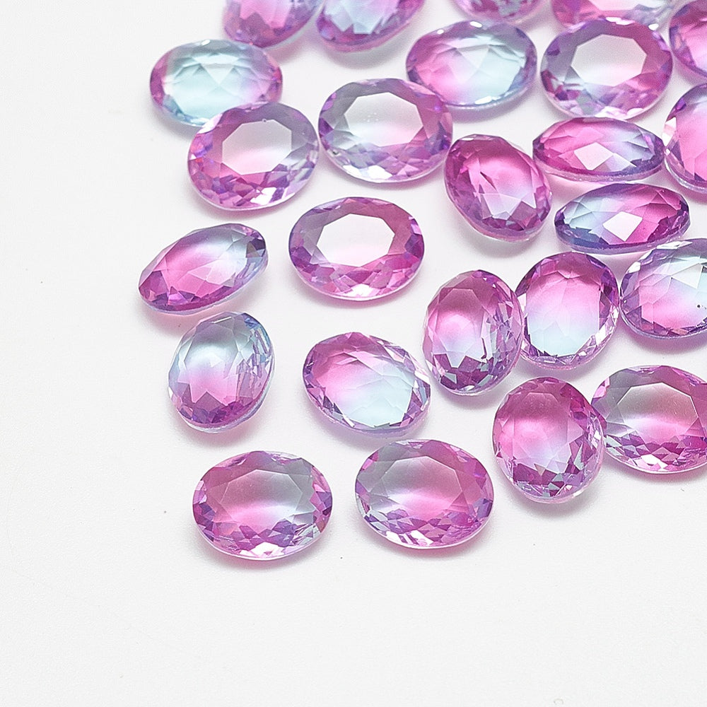 Kinesisk strass - Oval Fuchsia/Light Blue 8x10mm 1styck