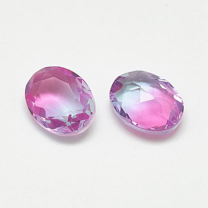 Kinesisk strass - Oval Fuchsia/Light Blue 8x10mm 1styck