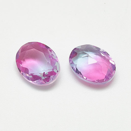 Kinesisk strass - Oval Fuchsia/Light Blue 8x10mm 1styck