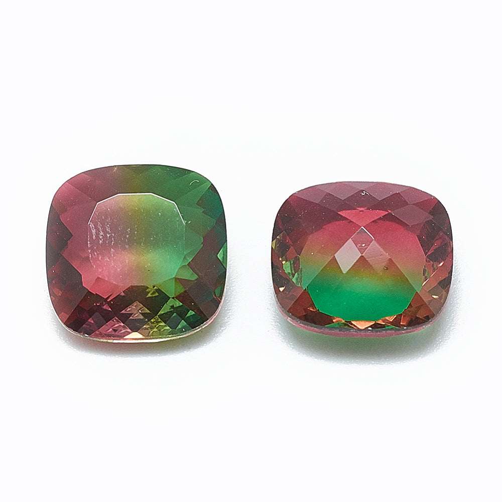 Kinesisk strass - Cushion Square Emerald/Red 12mm 1styck