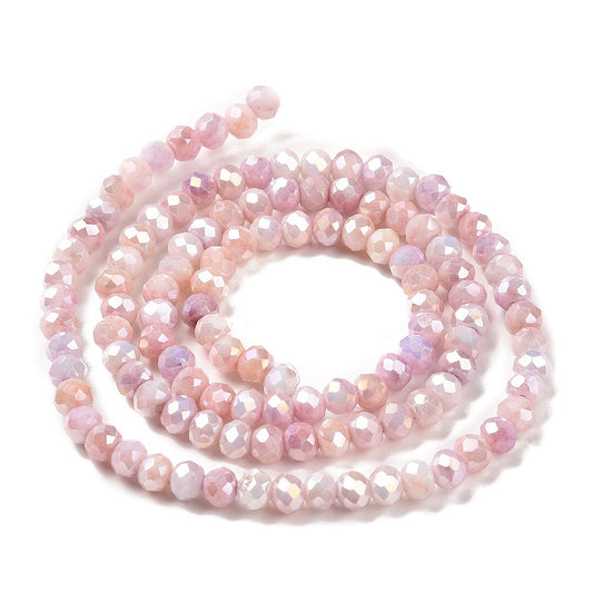 Facetterade glaspärlor - Sommarmix rosa, 4x3mm, 1 sträng