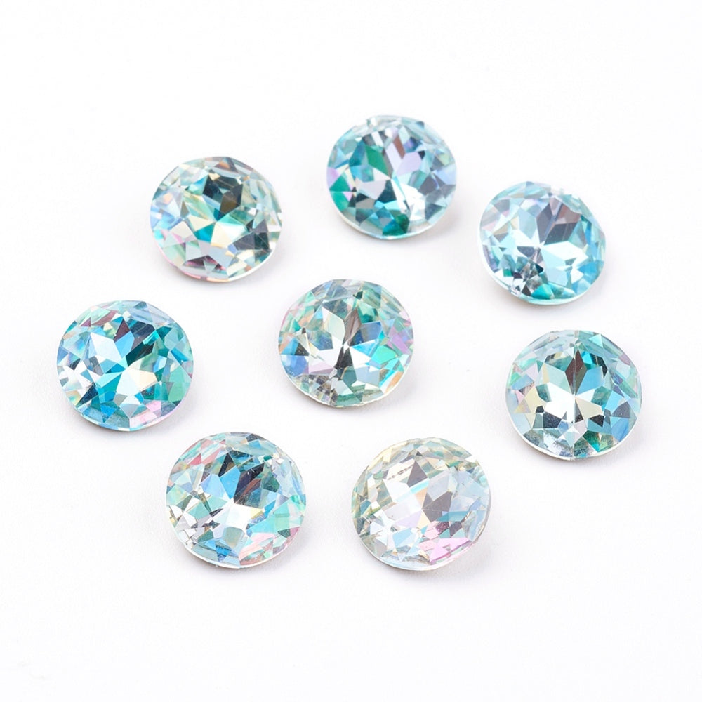 Kinesisk strass- Round stoneTwo tone aquamarine 8mm 1styck