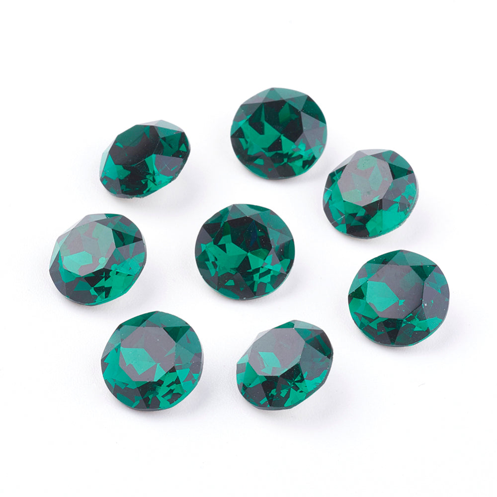 Kinesisk strass- Round stone Emerald 8mm 1styck