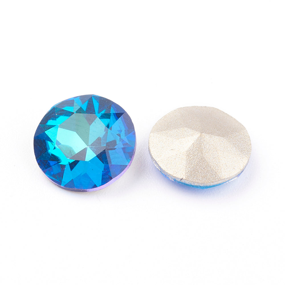 Kinesisk strass- Round stone Bermuda Blue 10mm 1styck