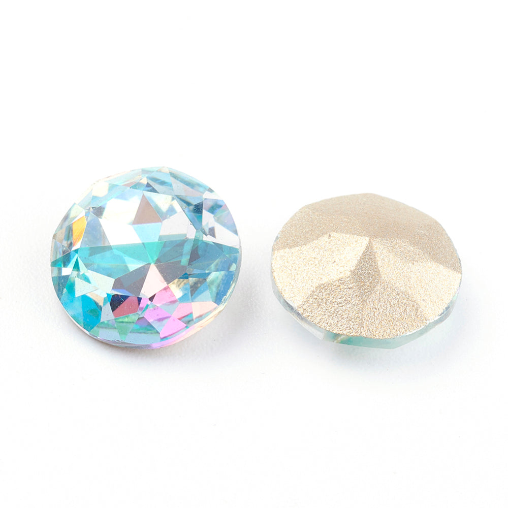 Kinesisk strass- Round stone Two tone aquamarine 10mm 1styck