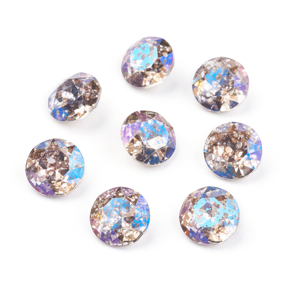 Kinesisk strass- Round stone Blue patina 10mm 1styck