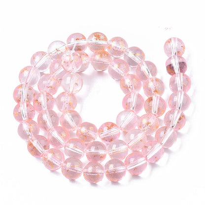 Glaspärlor Rund - Rosa guldshimmer 8mm 1 sträng