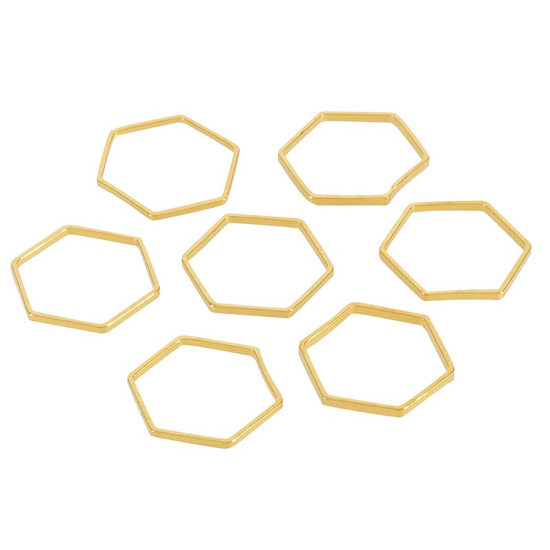 Hexagon 24k guldpläterad - 12 mm 1 styck