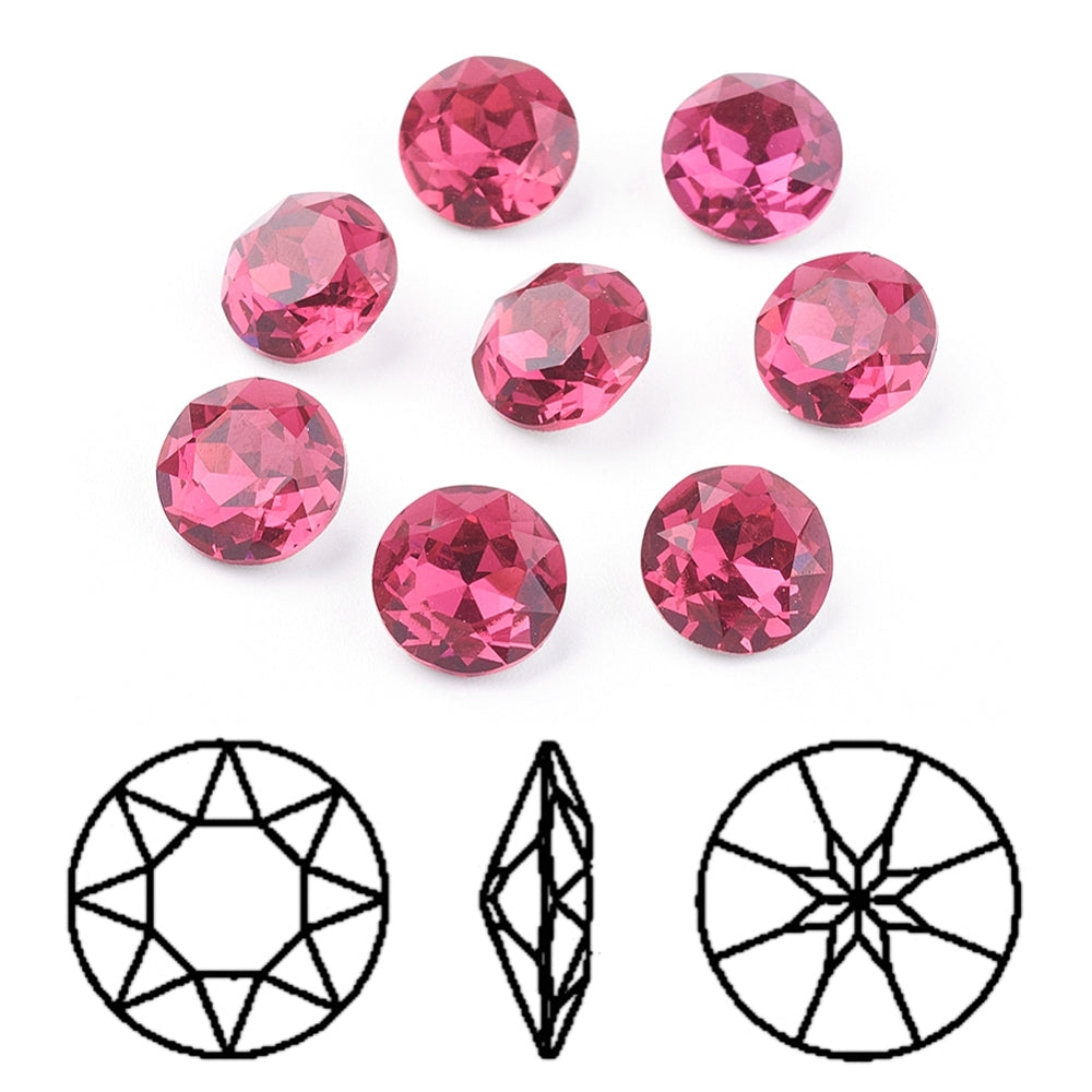 Kinesisk strass- Round stone Fuchsia, 10mm 1styck