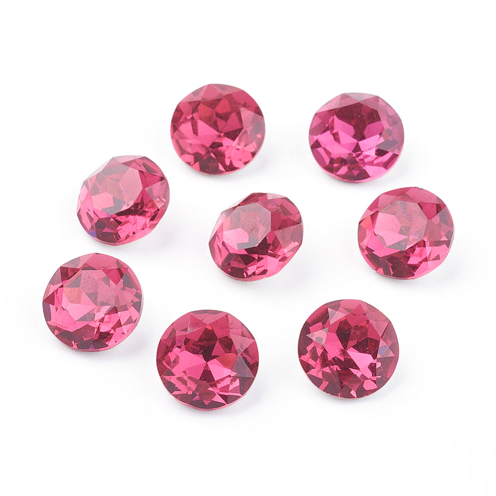 Kinesisk strass- Round stone Fuchsia, 10mm 1styck