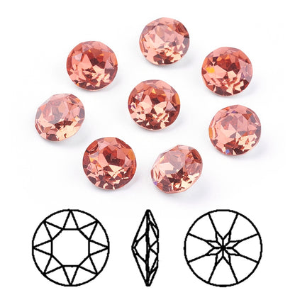 Kinesisk strass- Round stone Padparadscha 8mm 1styck