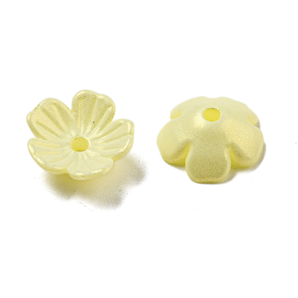 Pärlhattar akryl - Blomma Champagne Yellow Lyster 10mm, 5 gram