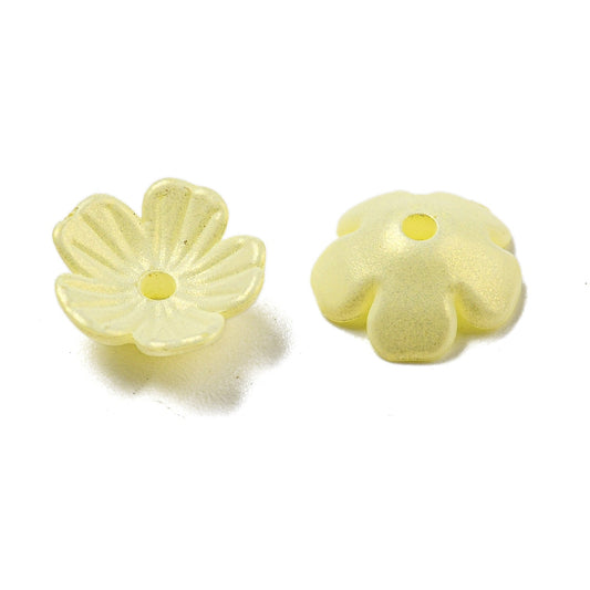 Pärlhattar akryl - Blomma Champagne Yellow Lyster 10mm, 5 gram