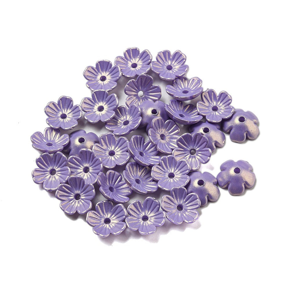 Pärlhattar akryl - Blomma Medium Purple Lyster 10mm, 5 gram