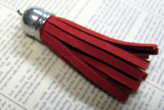 Hänge tassel - Moccaimitation,  Röd 56mm, 1 pack