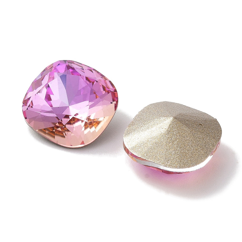 Kinesisk strass - Square Lyster Pink 10mm 1styck