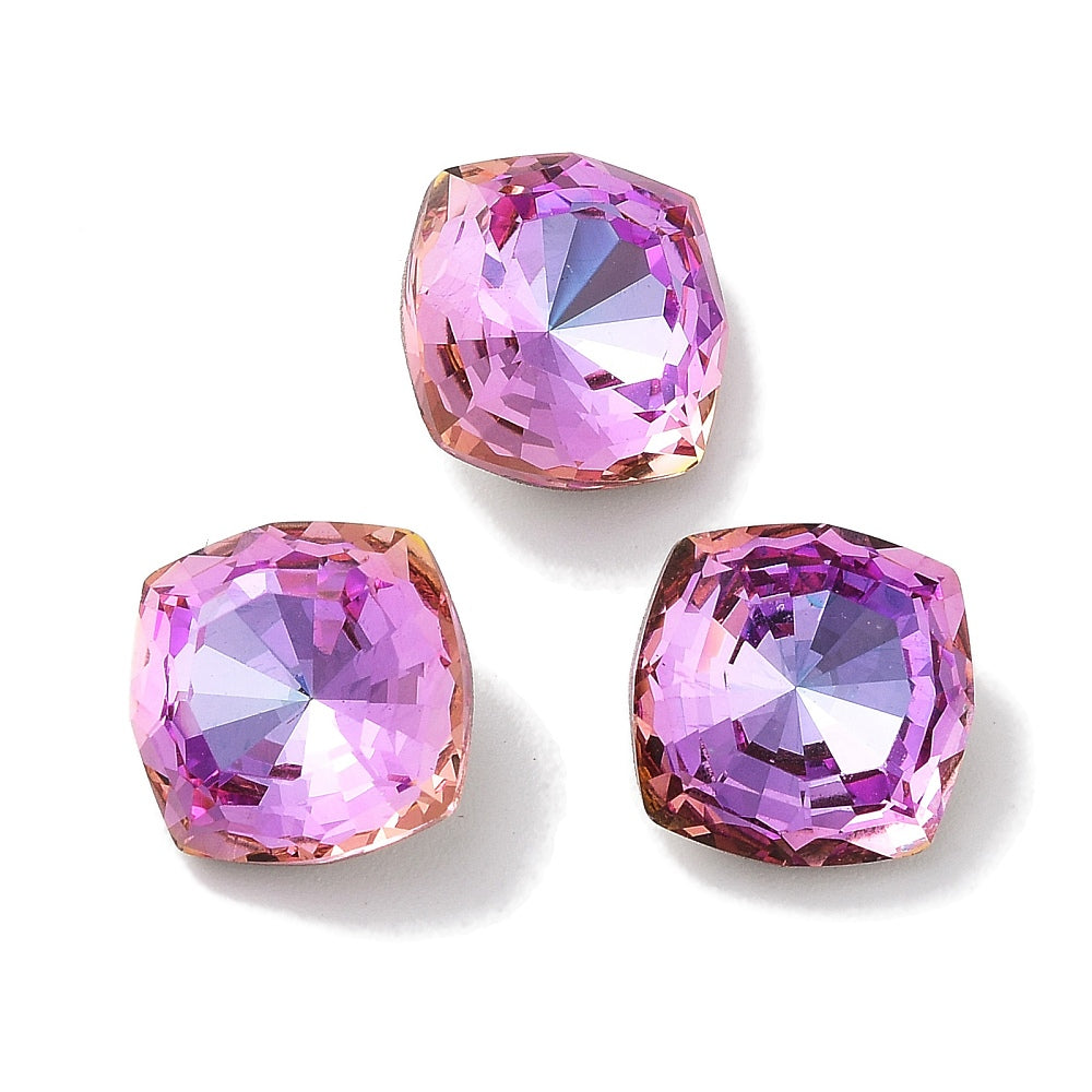 Kinesisk strass - Square Lyster Violet Rose 10mm 1styck