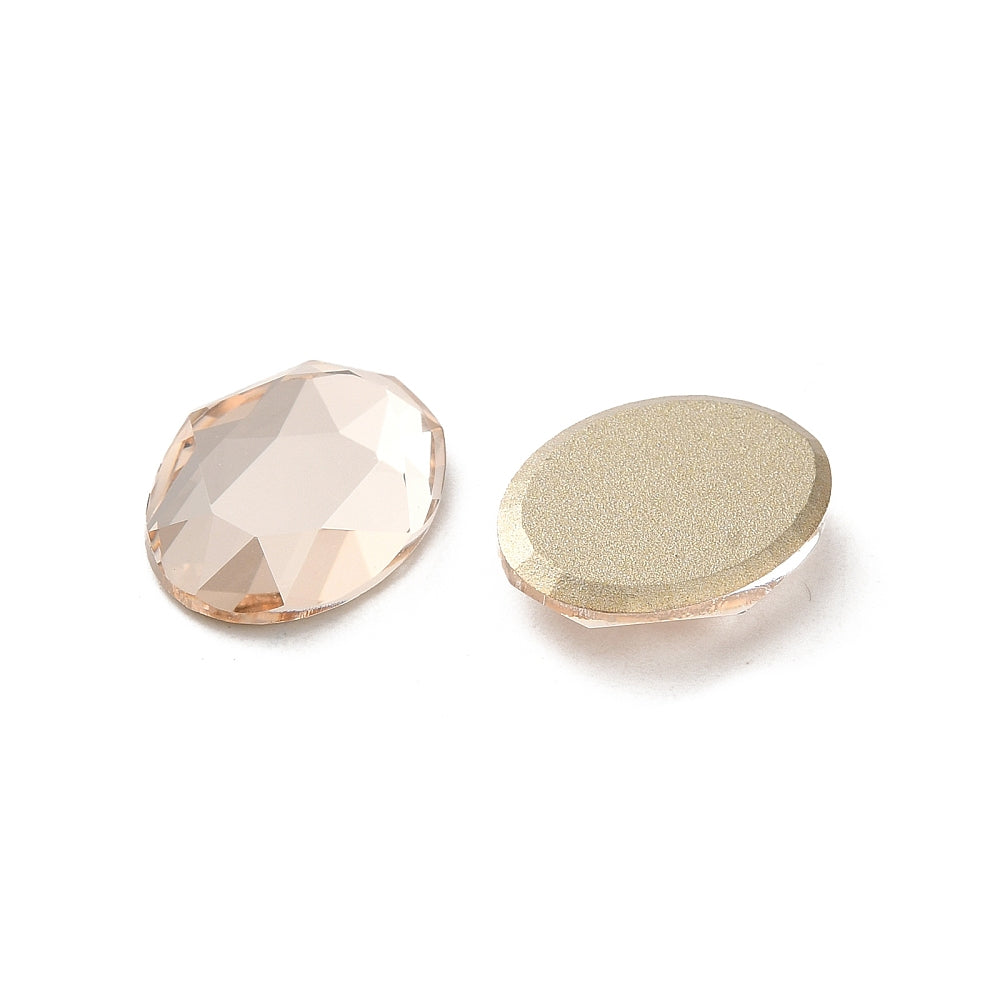 Flatbacks cabochoner - Oval, facetterad Light Peach 14x10mm1 styck