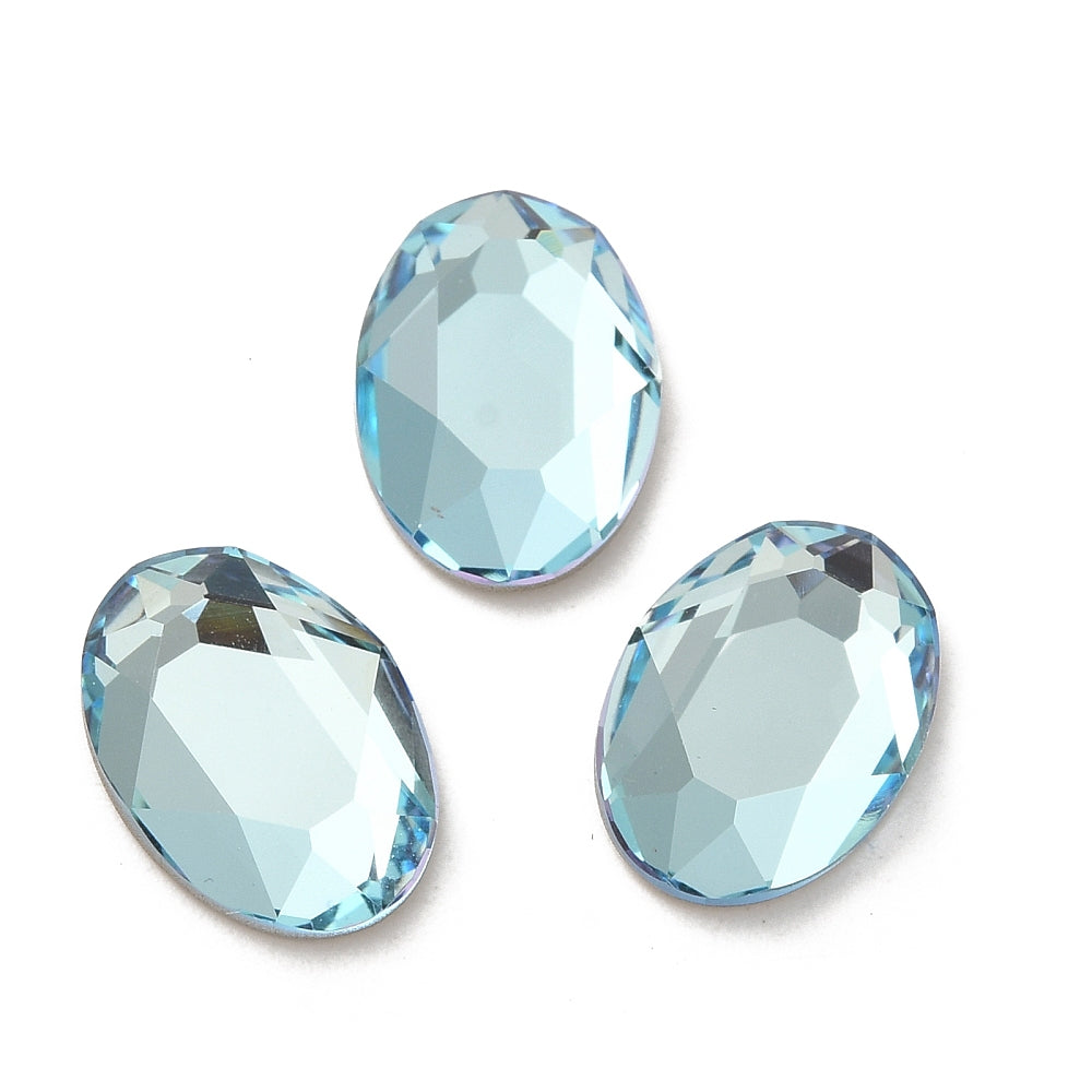 Flatbacks cabochoner - Oval, facetterad Light Azore 14x10mm1 styck