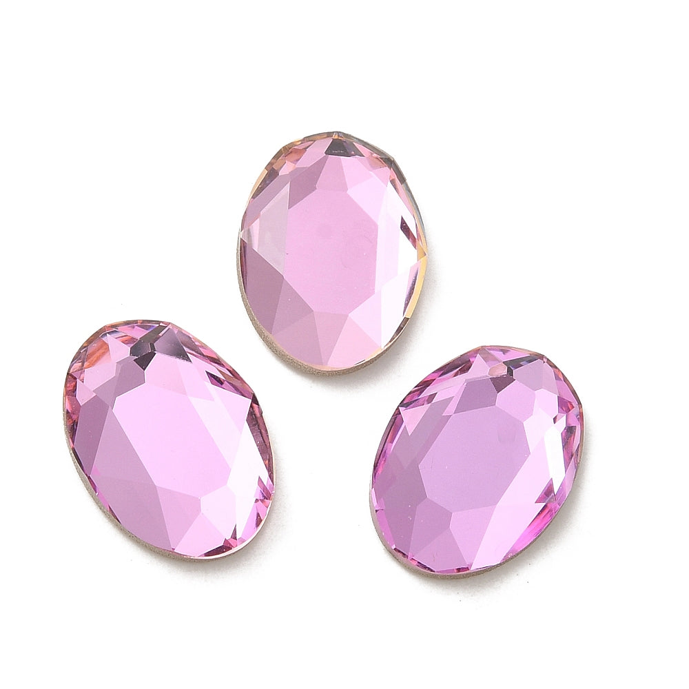 Flatbacks cabochoner - Oval, facetterad Light Rose 14x10mm1 styck