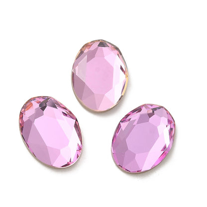 Flatbacks cabochoner - Oval, facetterad Light Rose 14x10mm1 styck